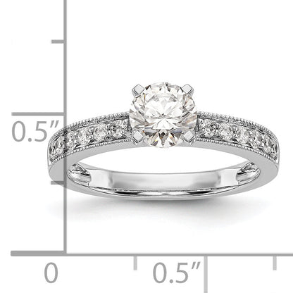 0.24ct. CZ Solid Real 14K White Gold Peg Set Engagement Ring