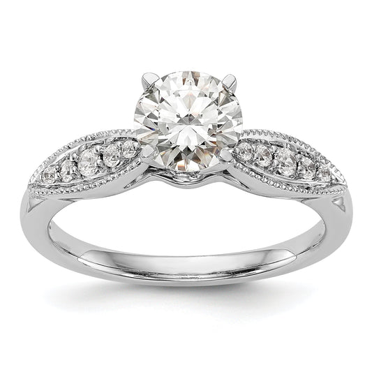 0.12ct. CZ Solid Real 14K White Gold Peg Set Engagement Ring