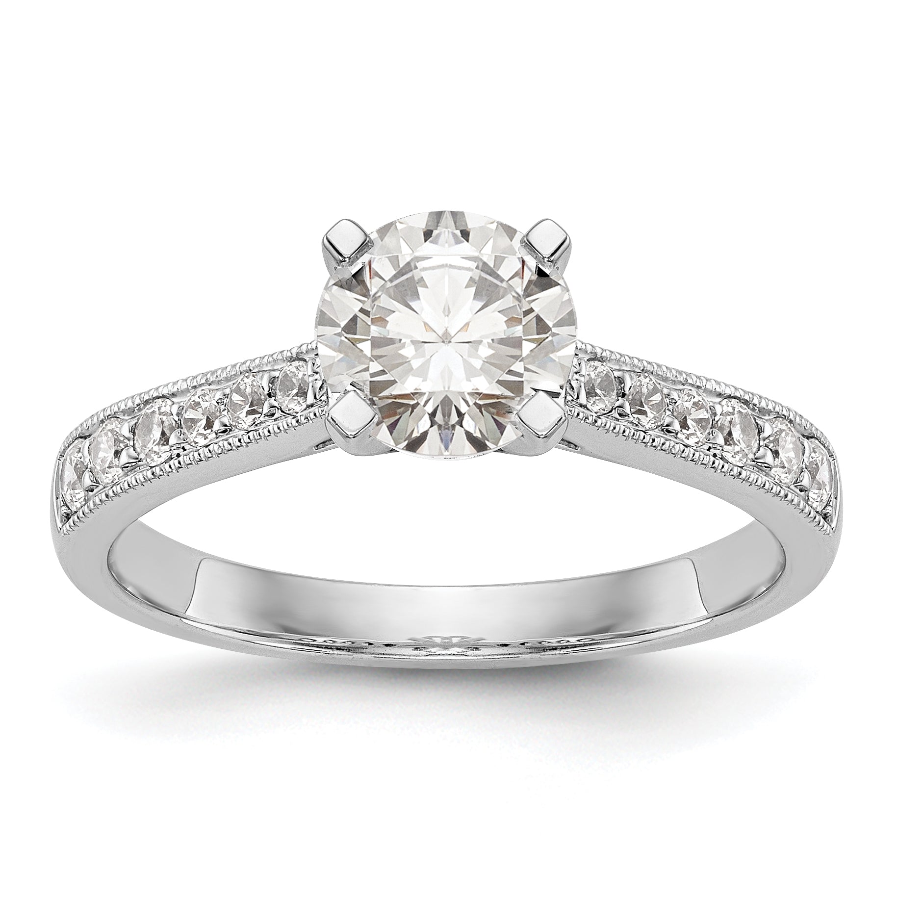 0.25ct. CZ Solid Real 14K White Gold Engagement Ring