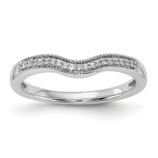 0.08ct. CZ Solid Real 14k White Gold Wedding Wedding Band Ring