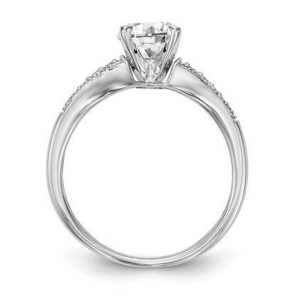 0.10ct. CZ Solid Real 14K White Gold Peg Set Engagement Ring