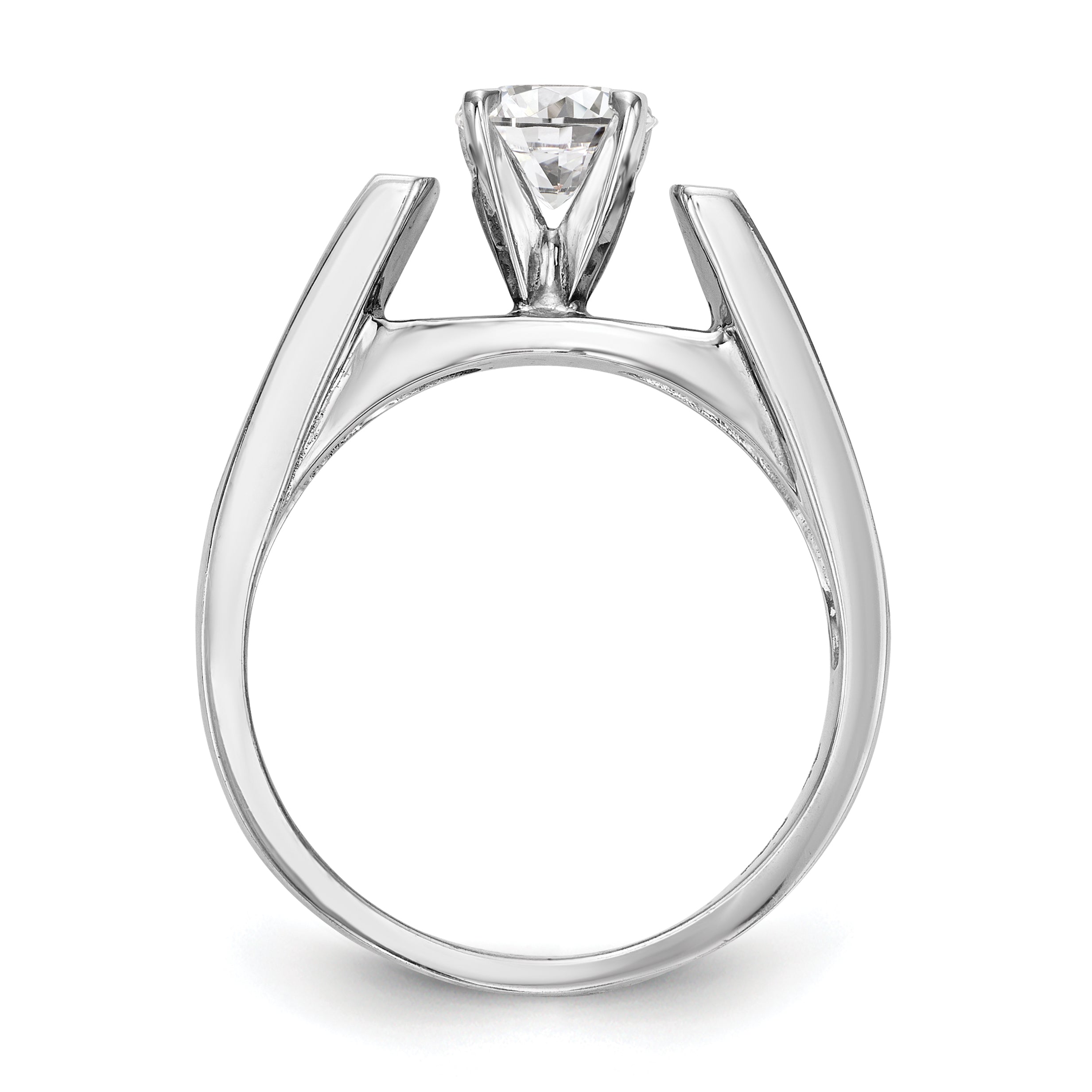 0.22ct. CZ Solid Real 14K White Gold Peg Set Engagement Ring