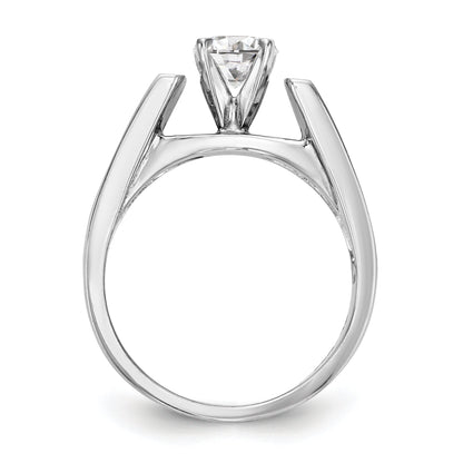 0.22ct. CZ Solid Real 14K White Gold Peg Set Engagement Ring