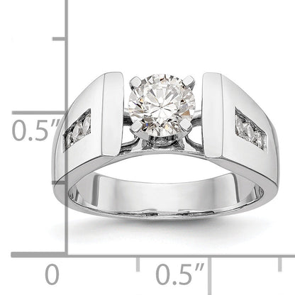 0.22ct. CZ Solid Real 14K White Gold Peg Set Engagement Ring