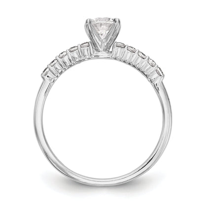 0.24ct. CZ Solid Real 14K White Gold Peg Set Engagement Ring