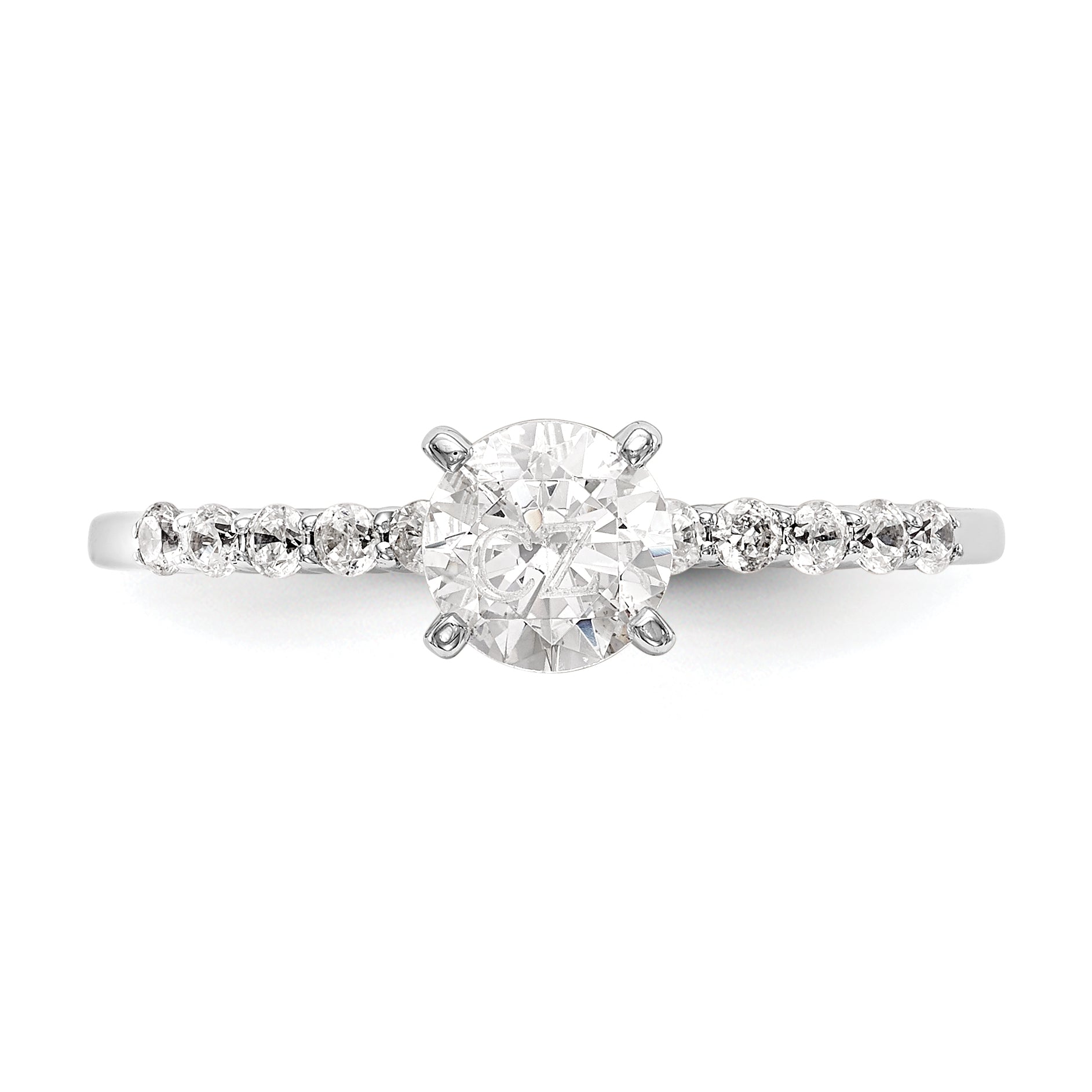 0.24ct. CZ Solid Real 14K White Gold Peg Set Engagement Ring