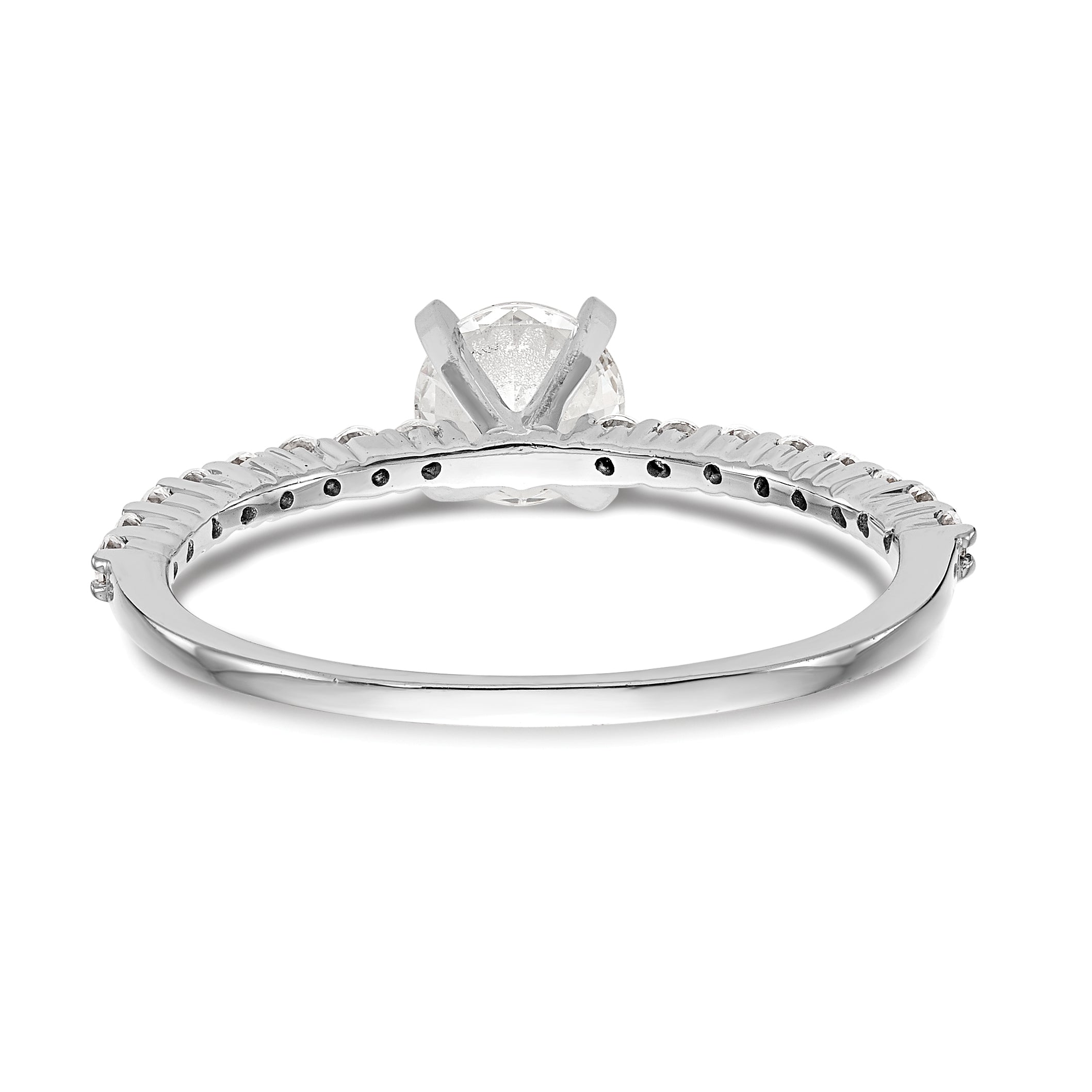 0.24ct. CZ Solid Real 14K White Gold Peg Set Engagement Ring