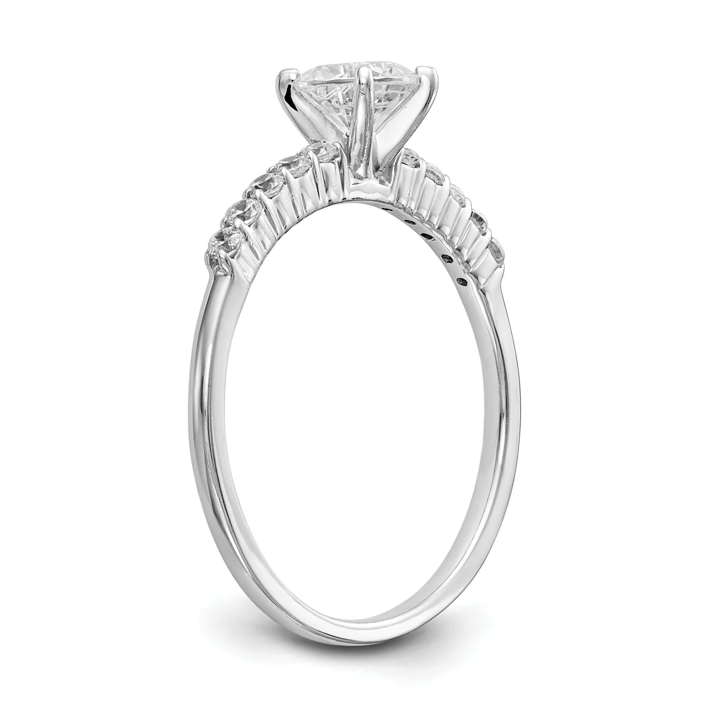 0.24ct. CZ Solid Real 14K White Gold Peg Set Engagement Ring