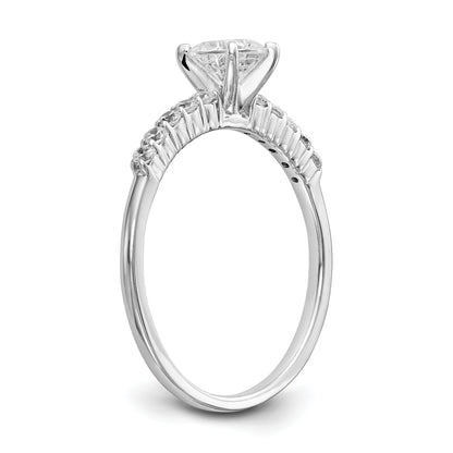 0.24ct. CZ Solid Real 14K White Gold Peg Set Engagement Ring
