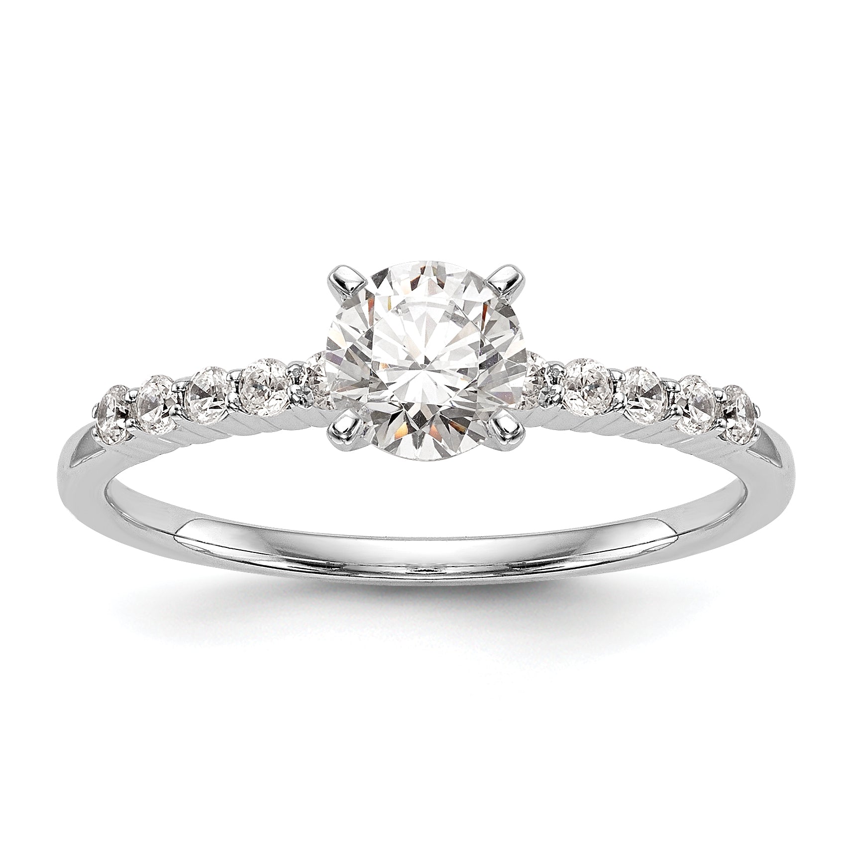 0.24ct. CZ Solid Real 14K White Gold Peg Set Engagement Ring