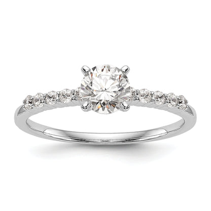 0.24ct. CZ Solid Real 14K White Gold Peg Set Engagement Ring