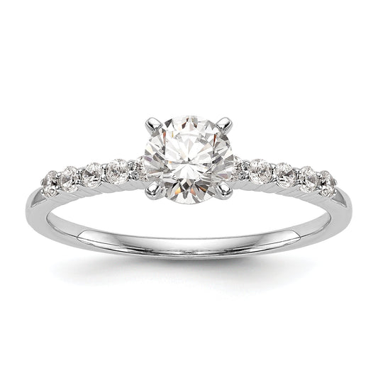 0.24ct. CZ Solid Real 14K White Gold Peg Set Engagement Ring