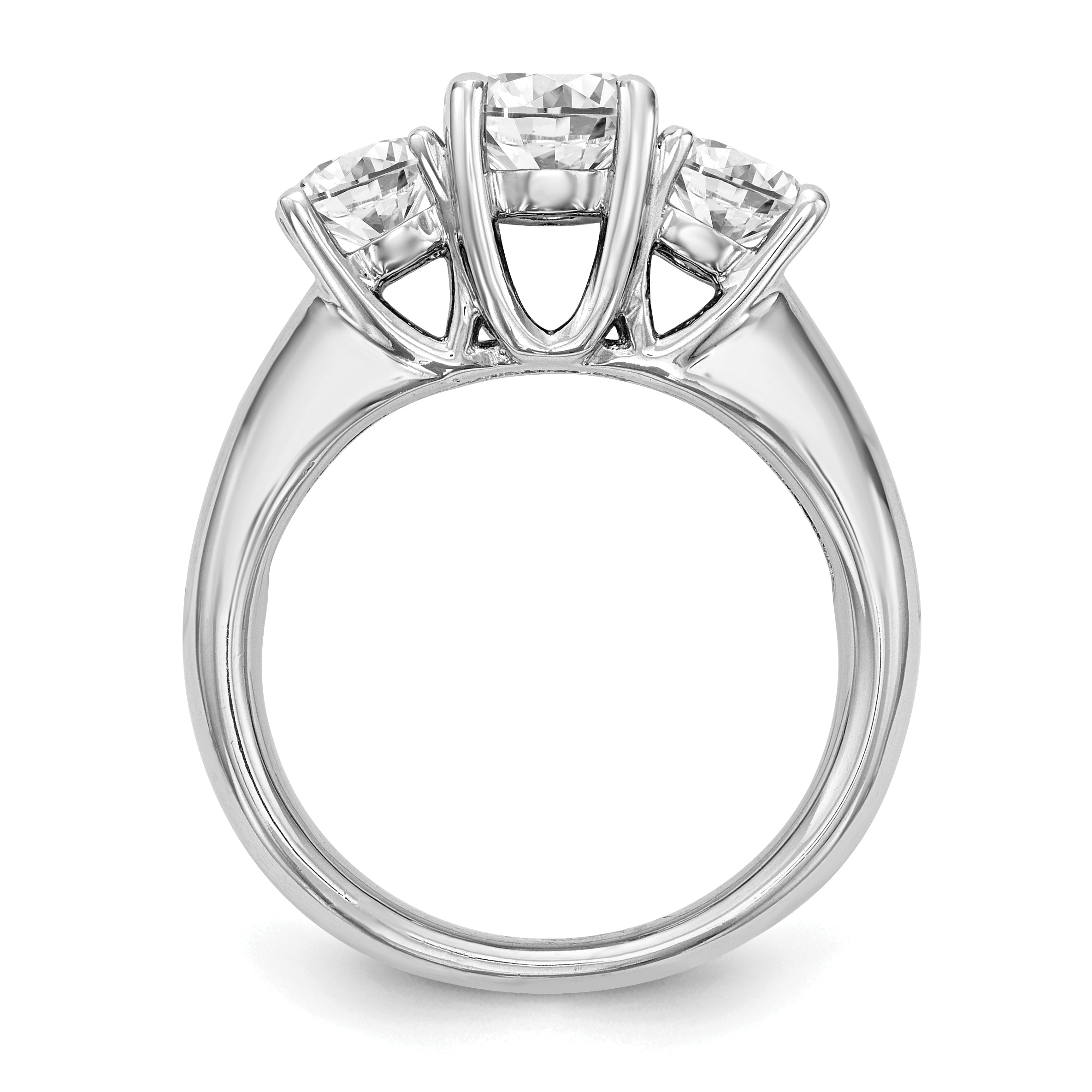 0.25ct. CZ Solid Real 14K White Gold 3-Stone Engagement Ring