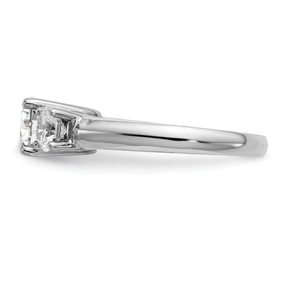0.13ct. CZ Solid Real 14K White Gold 3-Stone Engagement Ring