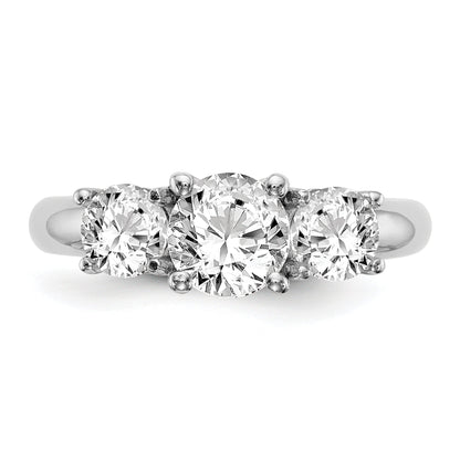 0.13ct. CZ Solid Real 14K White Gold 3-Stone Engagement Ring