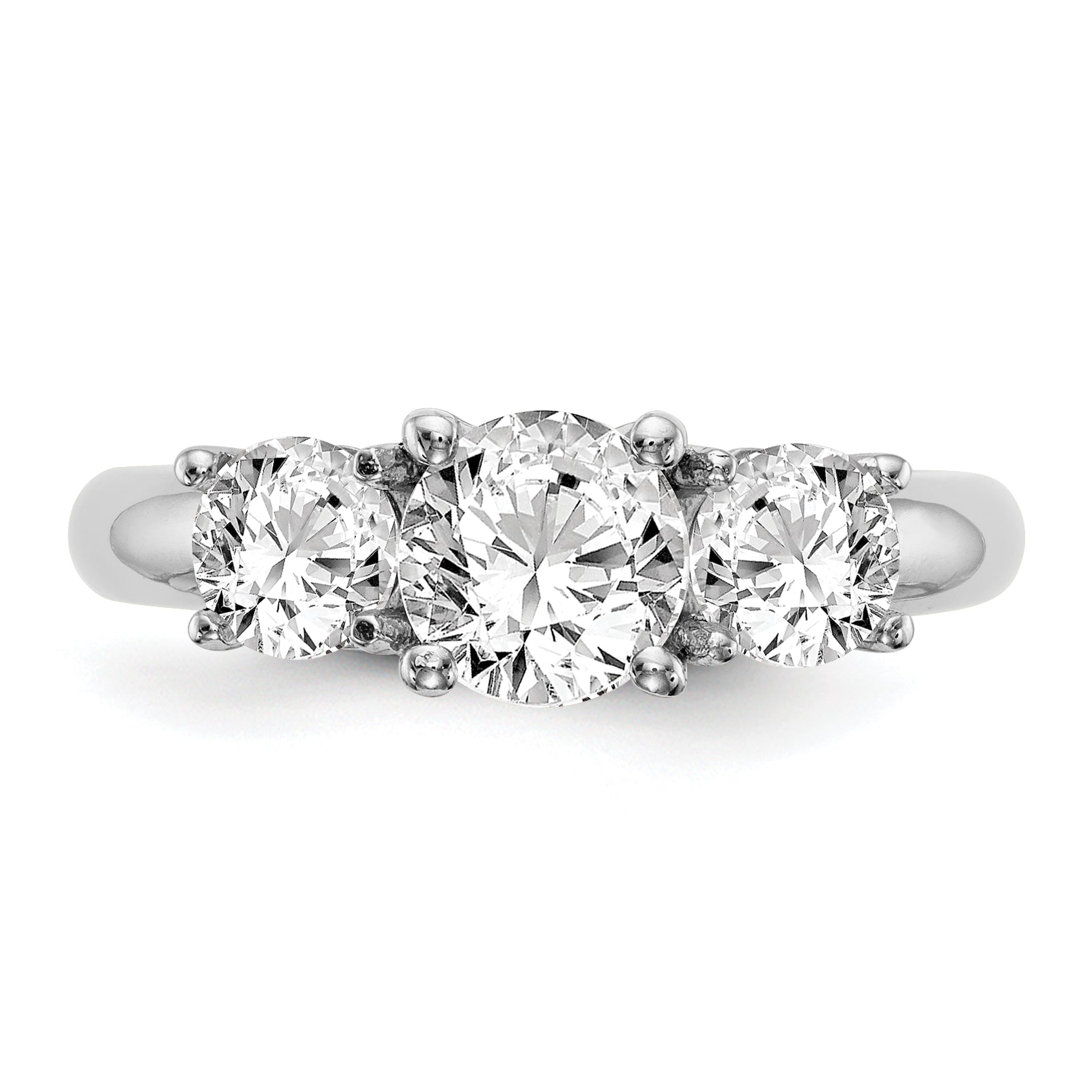 0.17ct. CZ Solid Real 14K White Gold 3-Stone Engagement Ring