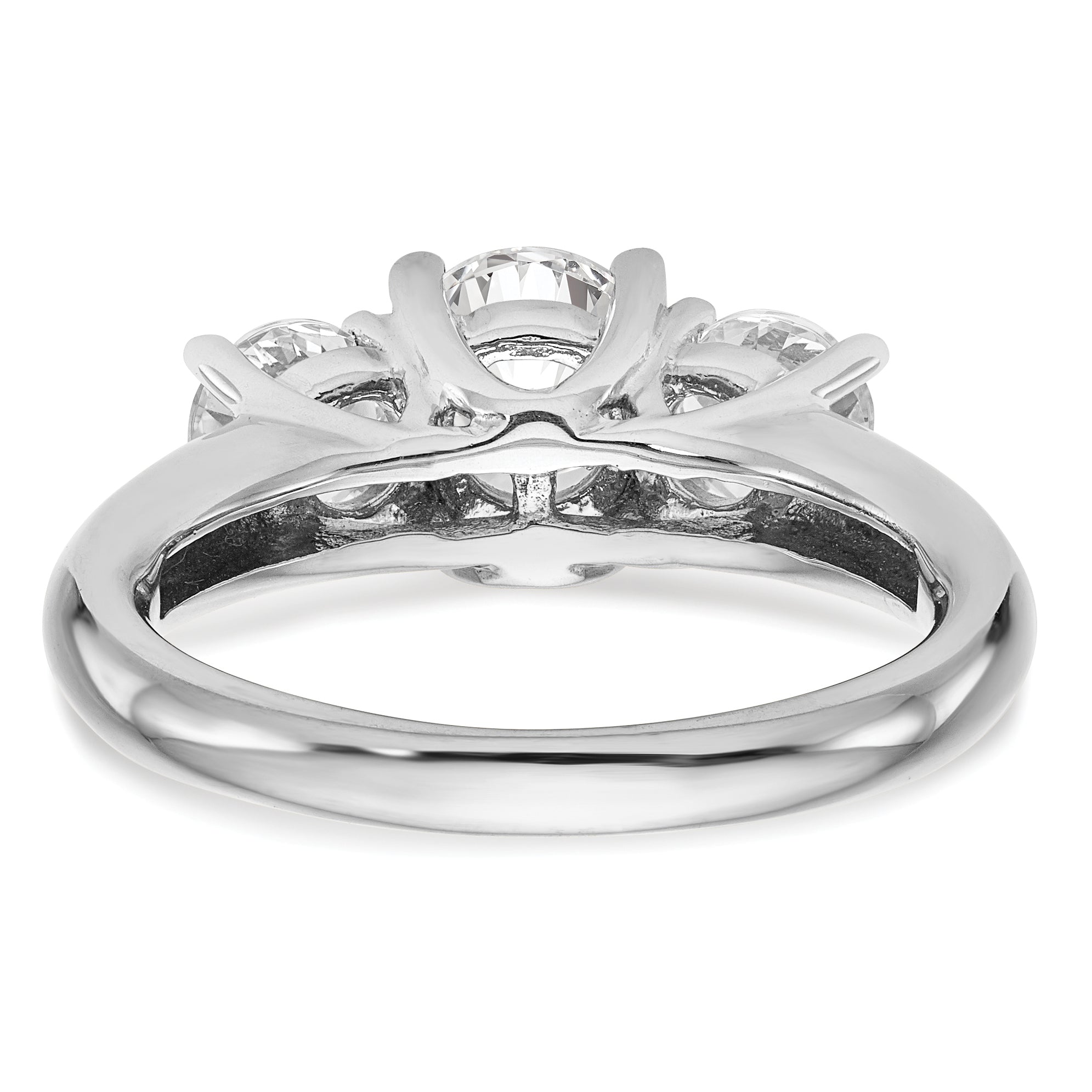 0.13ct. CZ Solid Real 14K White Gold 3-Stone Engagement Ring