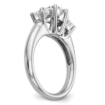0.13ct. CZ Solid Real 14K White Gold 3-Stone Engagement Ring