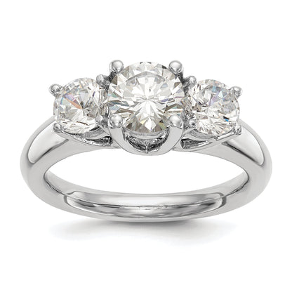 2.00ct. CZ Solid Real 14K White Gold 3-Stone Engagement Ring
