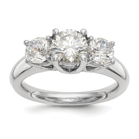 2.00ct. CZ Solid Real 14K White Gold 3-Stone Engagement Ring