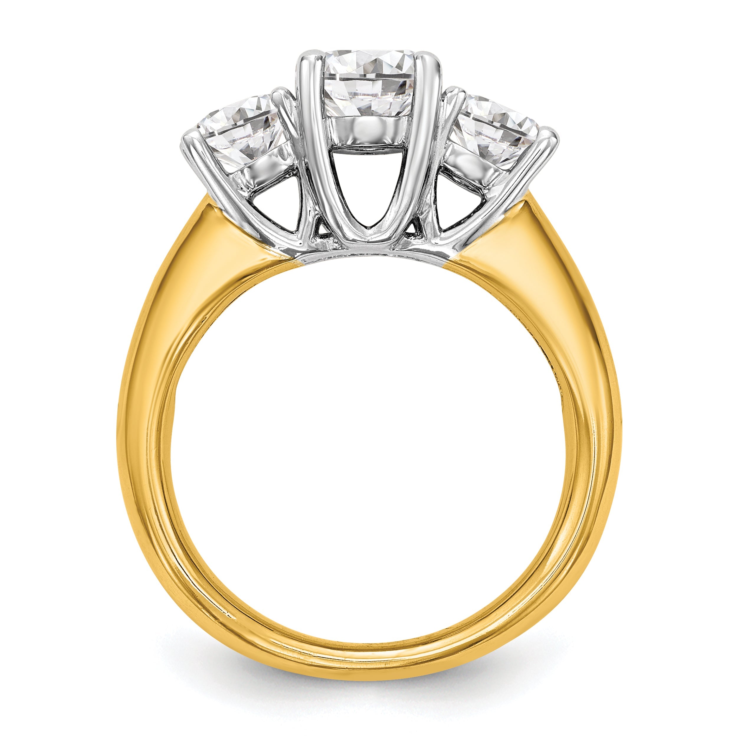 2.00ct. CZ Solid Real 14K Two-tone 3-Stone Engagement Ring