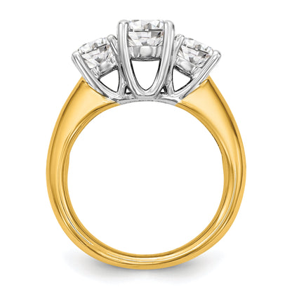 2.00ct. CZ Solid Real 14K Two-tone 3-Stone Engagement Ring