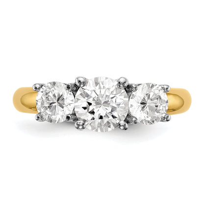 0.17ct. CZ Solid Real 14K Two-tone 3-Stone Engagement Ring