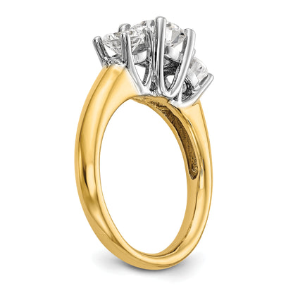 0.25ct. CZ Solid Real 14K Two-tone 3-Stone Engagement Ring