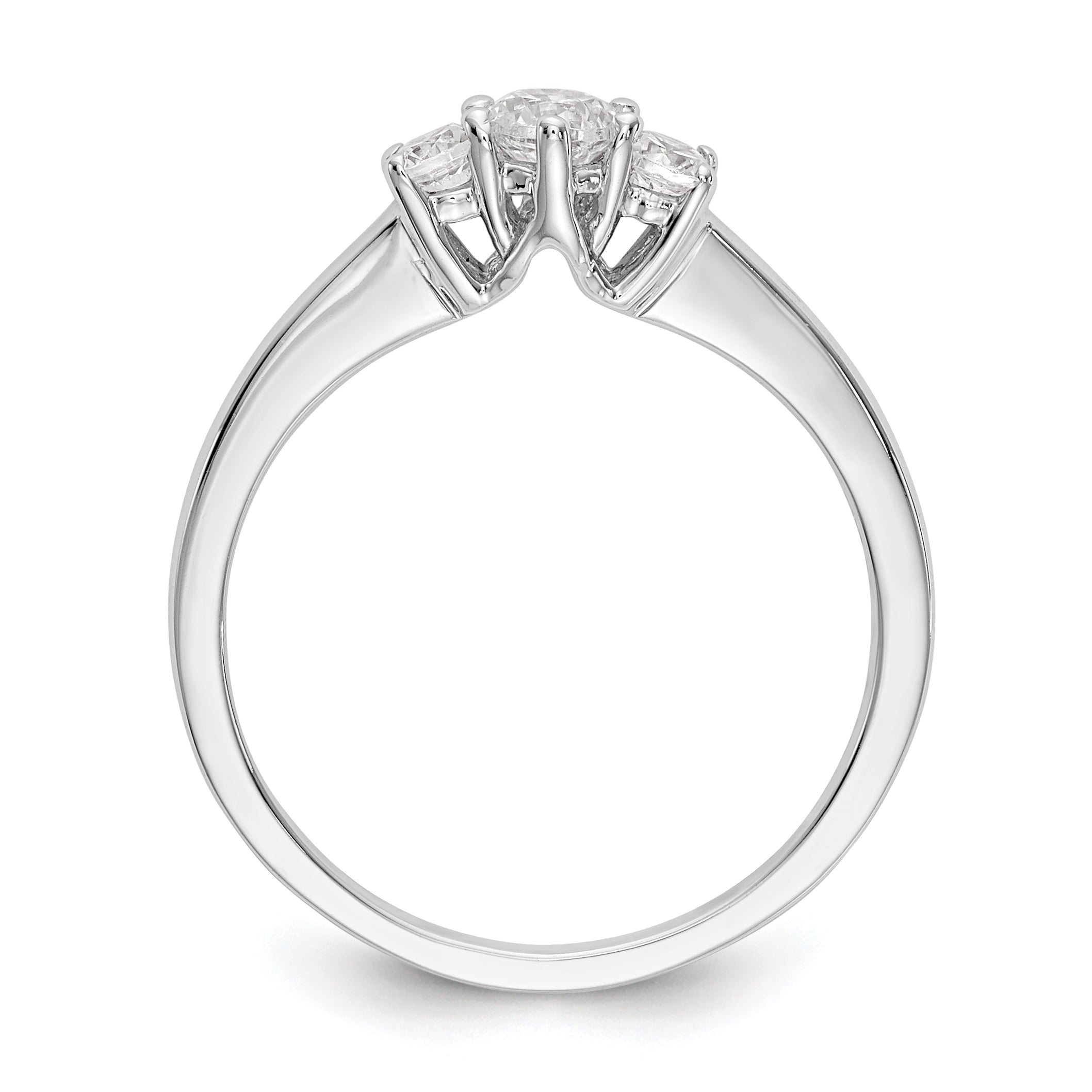 0.20ct. CZ Solid Real 14K White Gold 3-Stone Engagement Ring