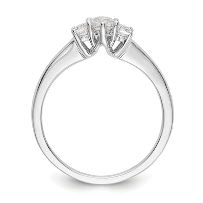 0.20ct. CZ Solid Real 14K White Gold 3-Stone Engagement Ring