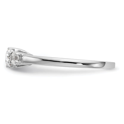 0.20ct. CZ Solid Real 14K White Gold 3-Stone Engagement Ring