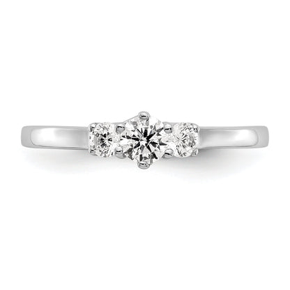 0.20ct. CZ Solid Real 14K White Gold 3-Stone Engagement Ring