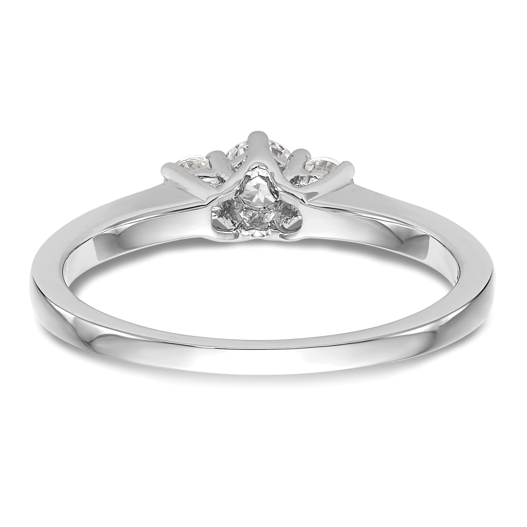 0.20ct. CZ Solid Real 14K White Gold 3-Stone Engagement Ring