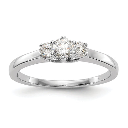0.20ct. CZ Solid Real 14K White Gold 3-Stone Engagement Ring