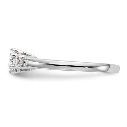 0.20ct. CZ Solid Real 14K White Gold 3-Stone Engagement Ring