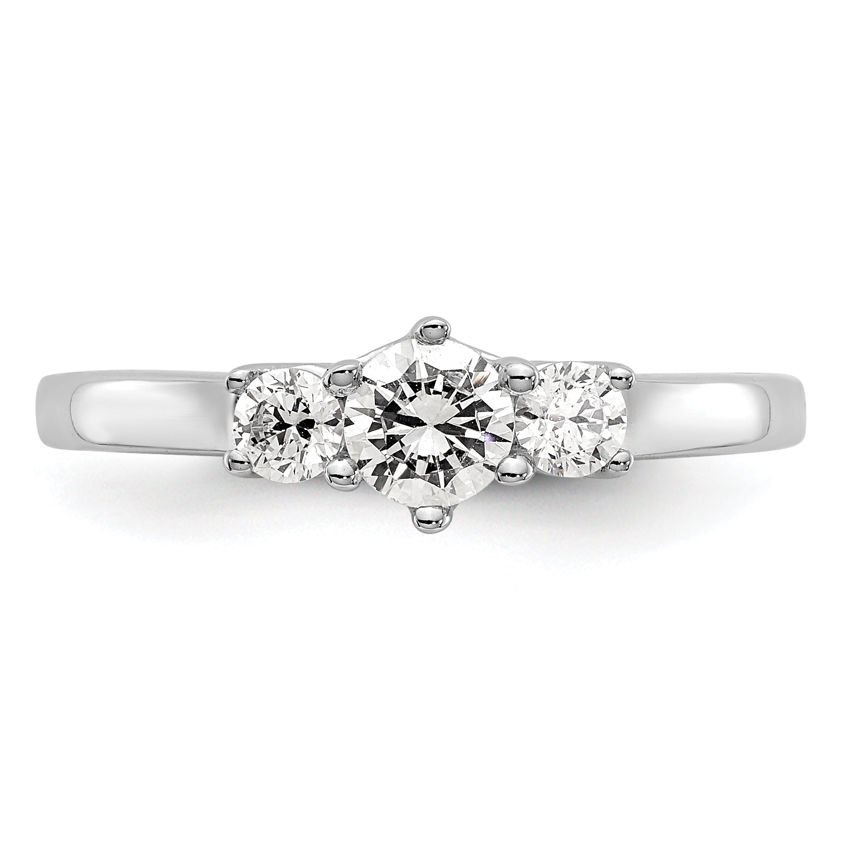 0.20ct. CZ Solid Real 14K White Gold 3-Stone Engagement Ring