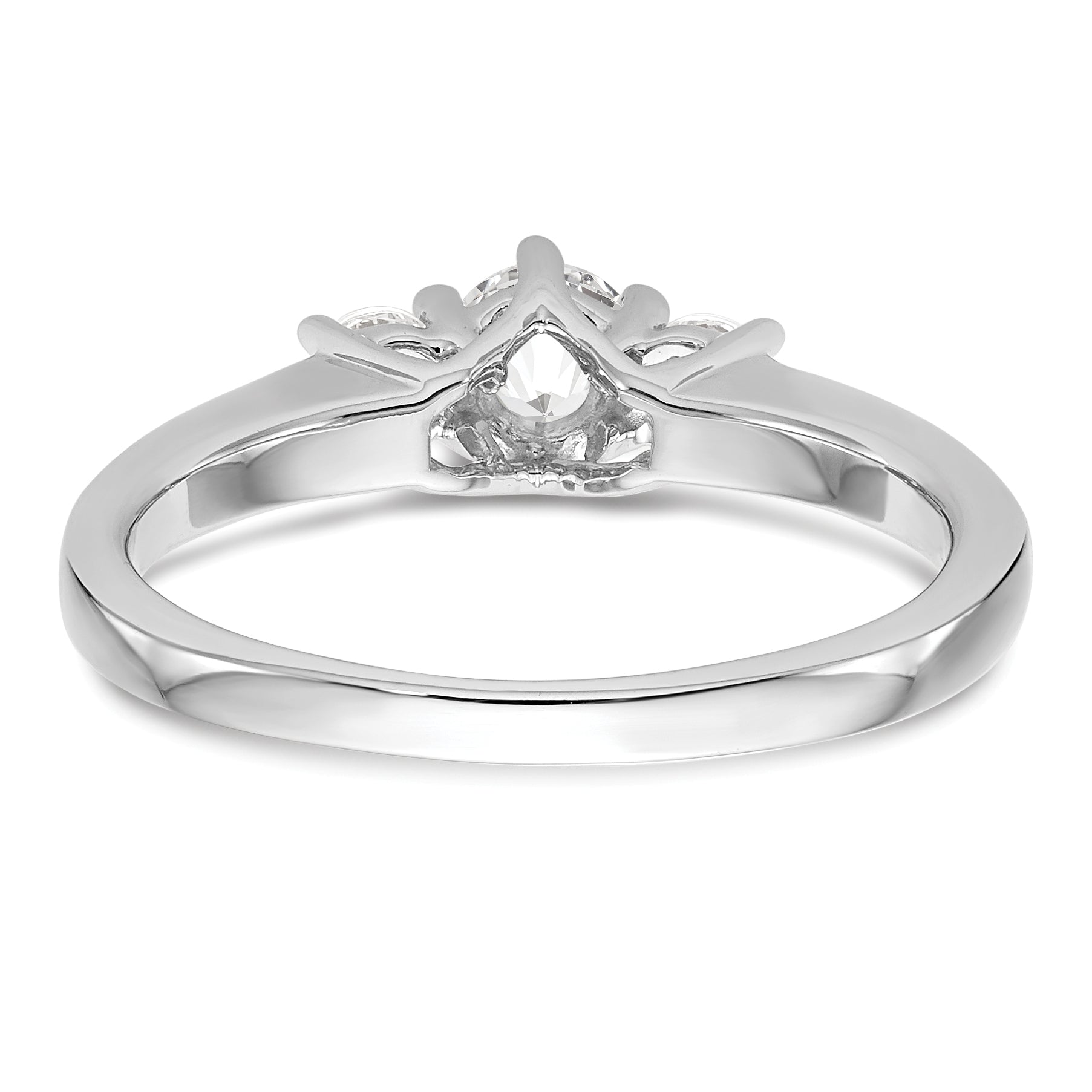 0.20ct. CZ Solid Real 14K White Gold 3-Stone Engagement Ring