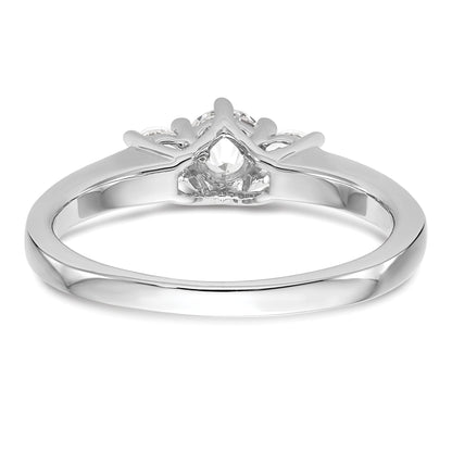 0.20ct. CZ Solid Real 14K White Gold 3-Stone Engagement Ring