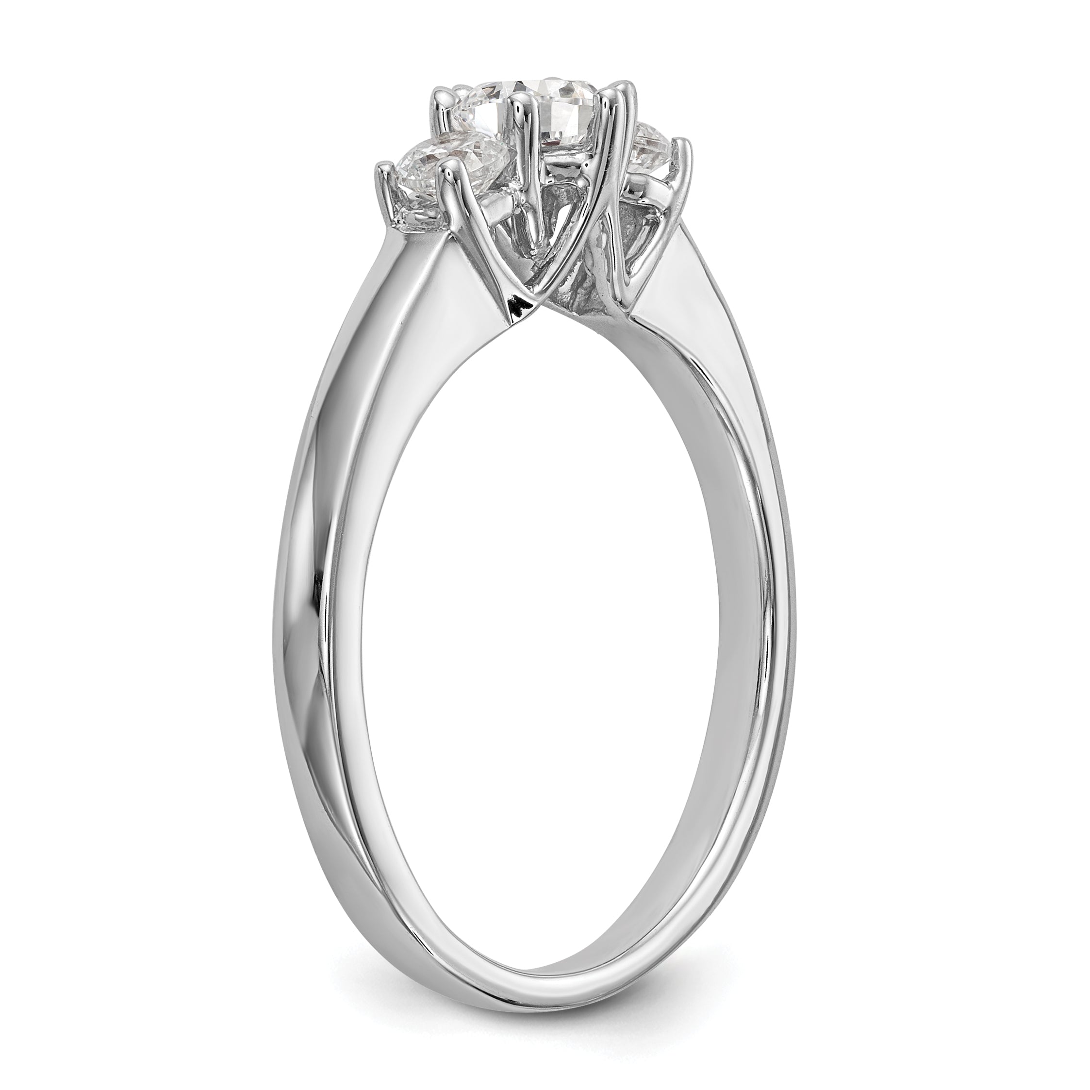 0.20ct. CZ Solid Real 14K White Gold 3-Stone Engagement Ring