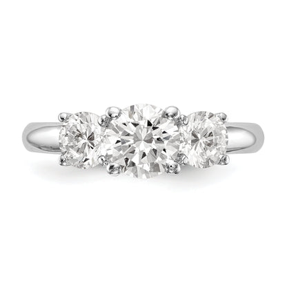 0.25ct. CZ Solid Real 14K White Gold 3-Stone Engagement Ring