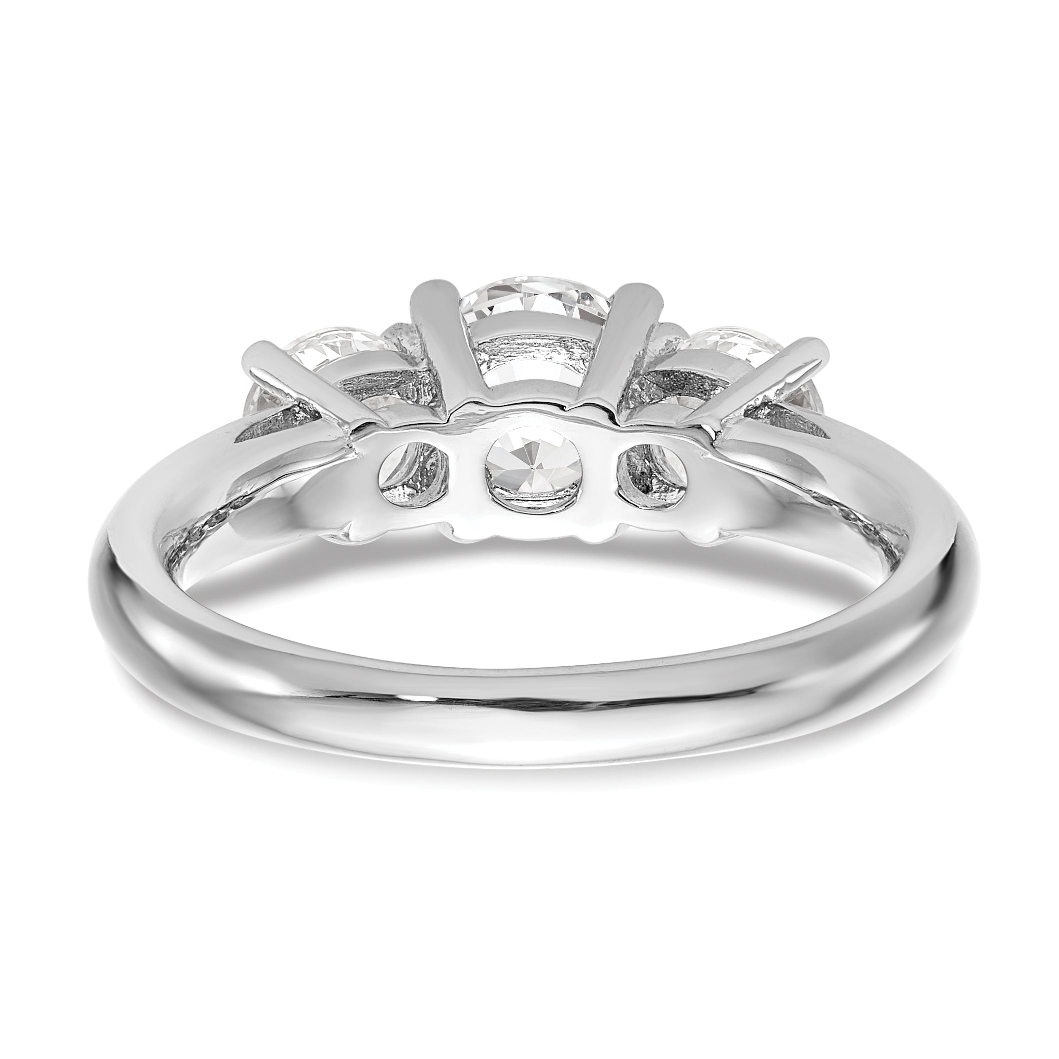 0.13ct. CZ Solid Real 14K White Gold 3-Stone Engagement Ring