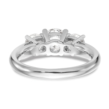 0.25ct. CZ Solid Real 14K White Gold 3-Stone Engagement Ring