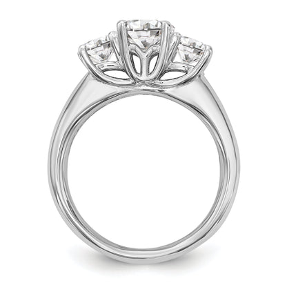 0.17ct. CZ Solid Real 14K White Gold 3-Stone Engagement Ring