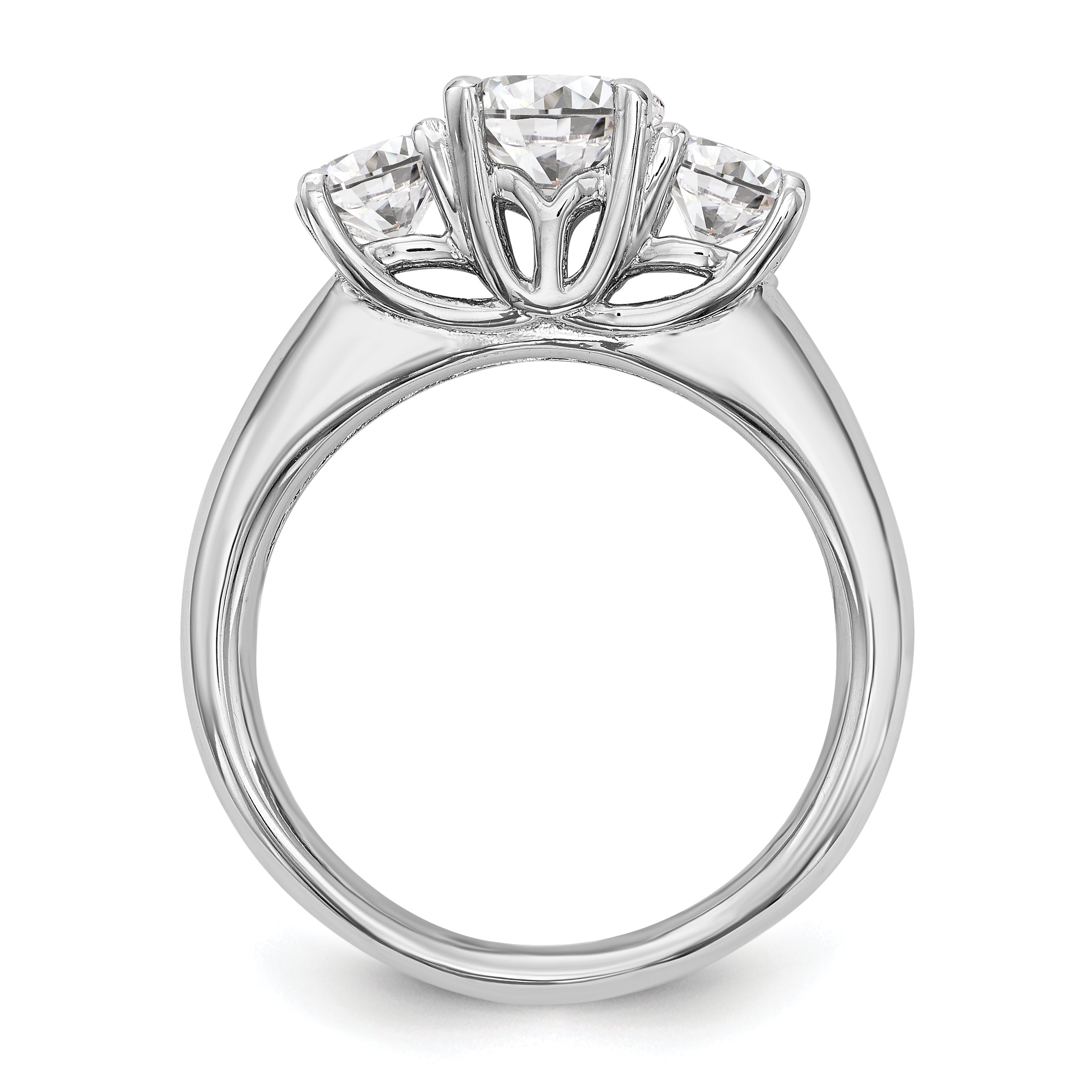 0.25ct. CZ Solid Real 14K White Gold 3-Stone Engagement Ring