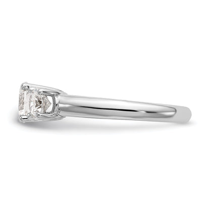 0.17ct. CZ Solid Real 14K White Gold 3-Stone Engagement Ring