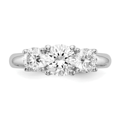 0.13ct. CZ Solid Real 14K White Gold 3-Stone Engagement Ring