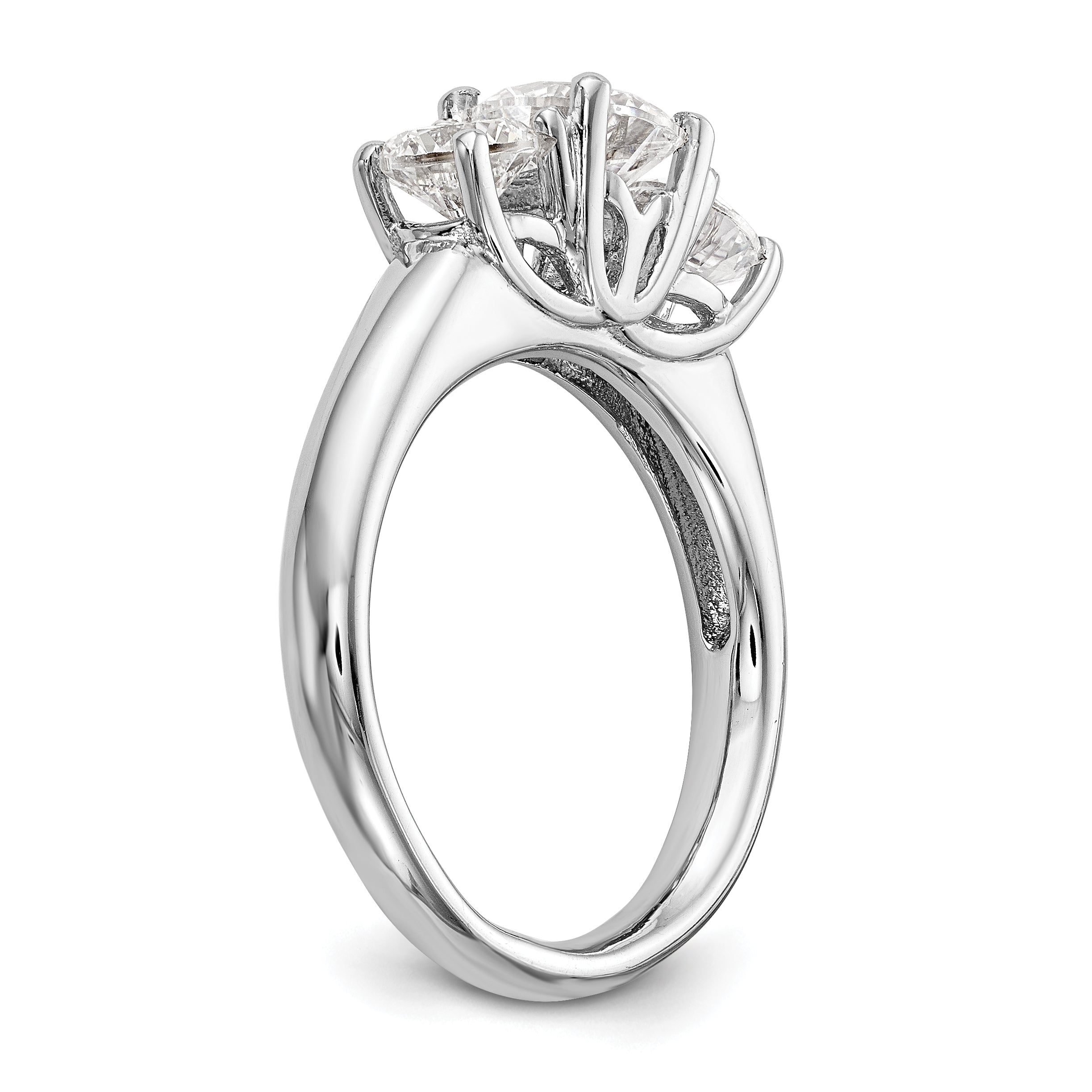 0.25ct. CZ Solid Real 14K White Gold 3-Stone Engagement Ring