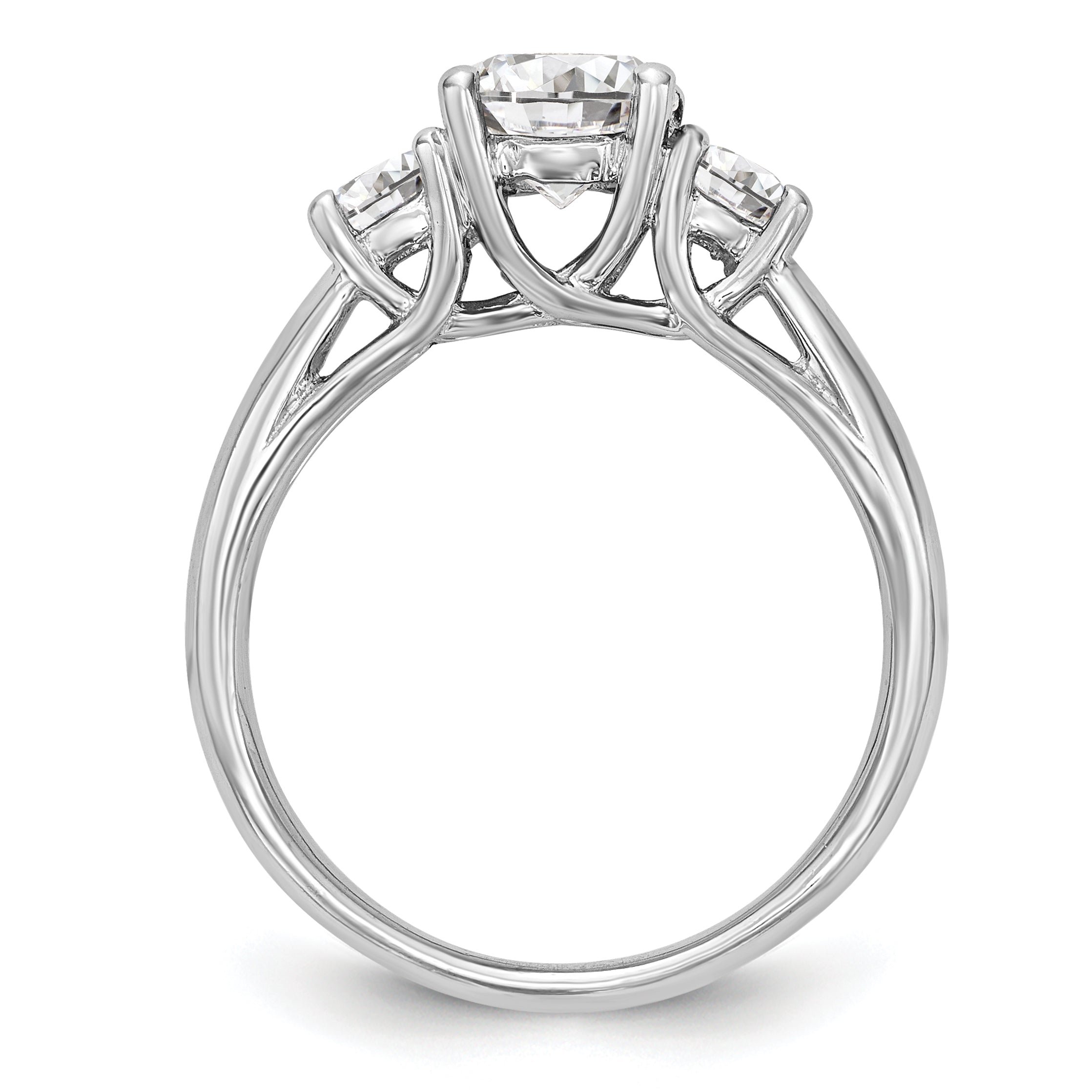 0.13ct. CZ Solid Real 14K White Gold 3-Stone Engagement Ring