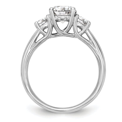 0.25ct. CZ Solid Real 14K White Gold 3-Stone Engagement Ring