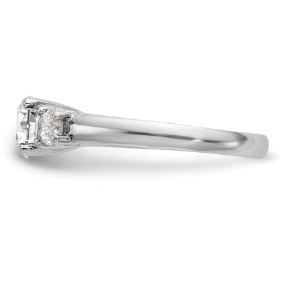 0.13ct. CZ Solid Real 14K White Gold 3-Stone Engagement Ring